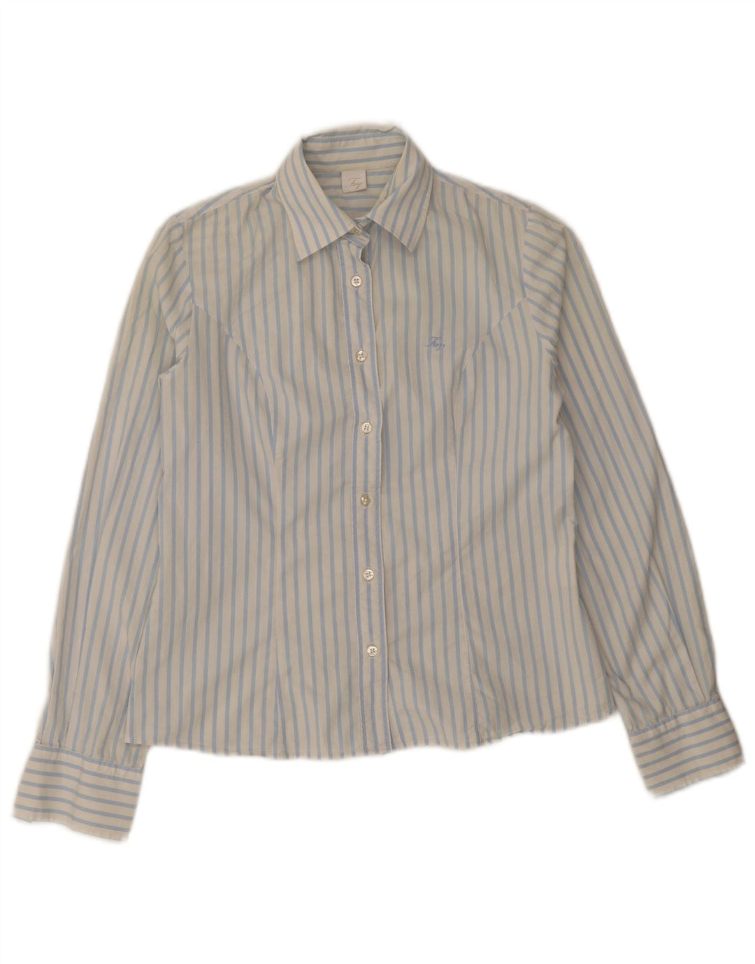 Fay γυναικείο πουκάμισο UK 10 Small Blue Pinstripe βαμβακερό
