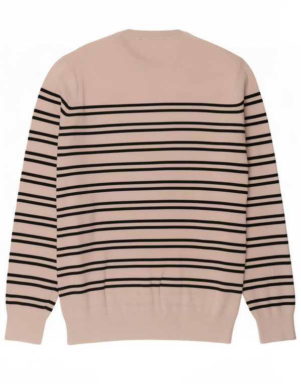 Crew Clothing Ανδρικό πουλόβερ με λαιμόκοψη XL Λευκό βαμβακερό ριγέ