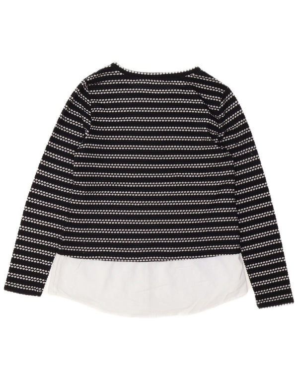 CALVIN KLEIN Γυναικείο τοπ μακρυμάνικο UK 12 μέτριο μαύρο ριγέ