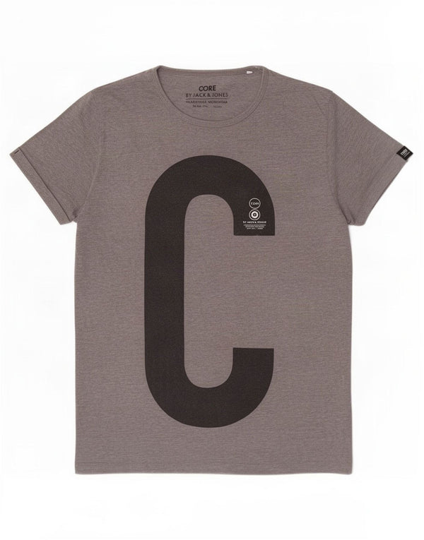 Jack & Jones Ανδρικό γραφικό T-Shirt Top Large Grey Polyester