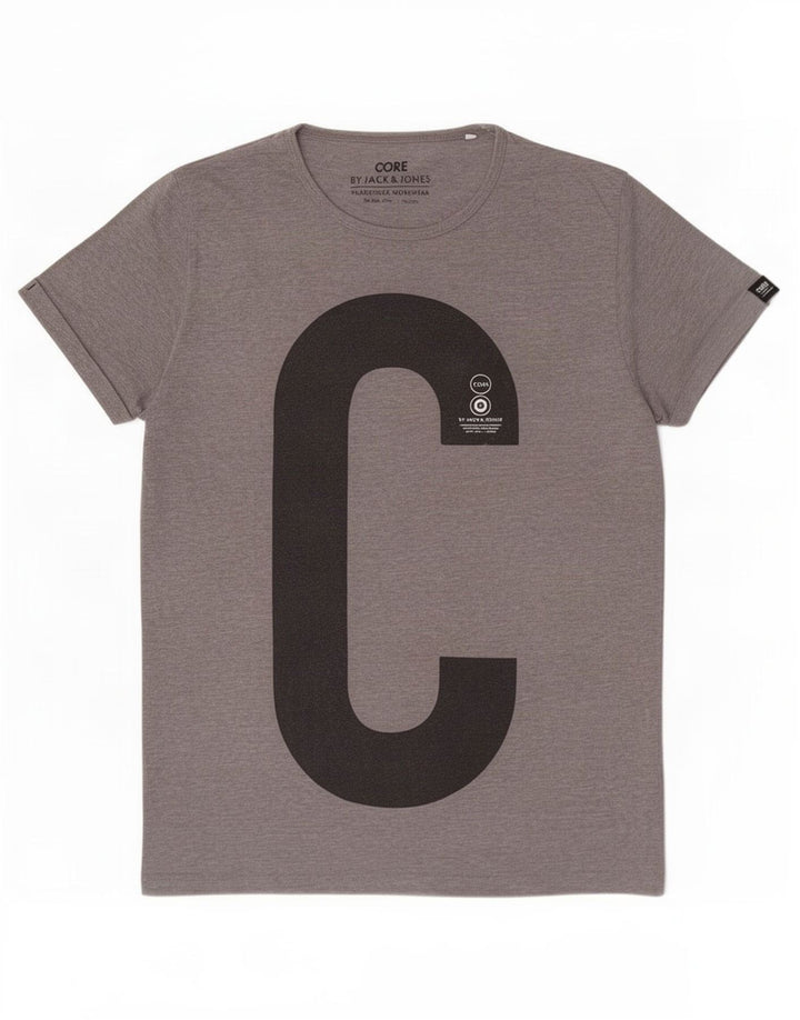 Jack & Jones Ανδρικό γραφικό T-Shirt Top Large Grey Polyester
