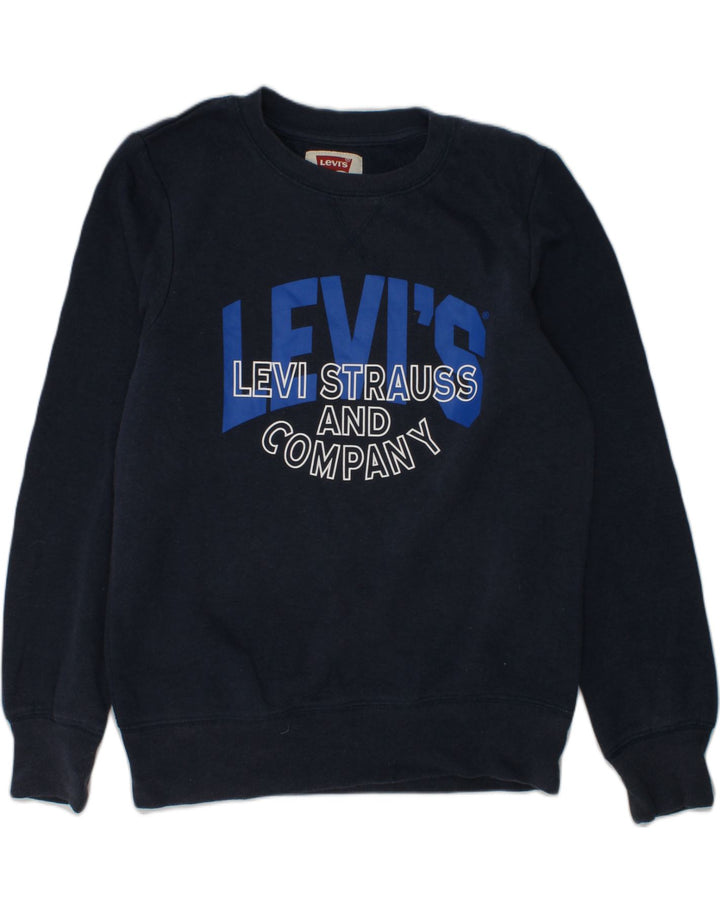 LEVI'S Boys Graphic Sweatshirt Jumper 11-12 Years Navy Blue Cotton | Vintage Levi's | Thrift | Second-Hand Levi's | Used Clothing | Messina Hembry 