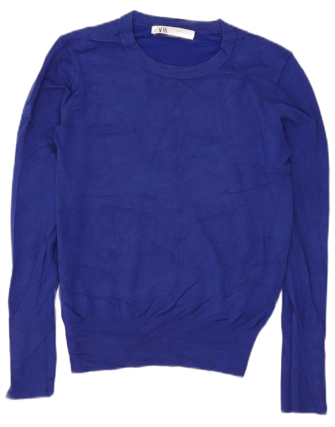 Zara Γυναικείο πουλόβερ με λαιμόκοψη Crop Crop UK 12 Medium Blue