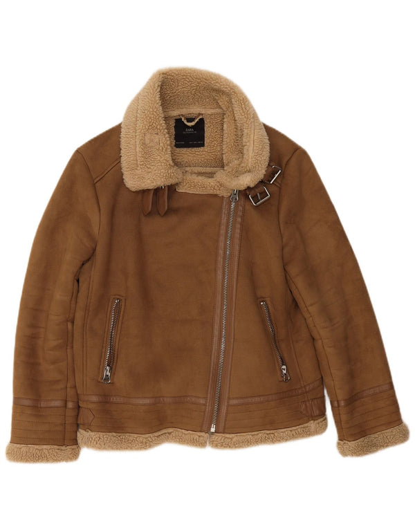 Zara Γυναικείο Σέρπα Μπουφάν UK 16 Large Beige Polyester