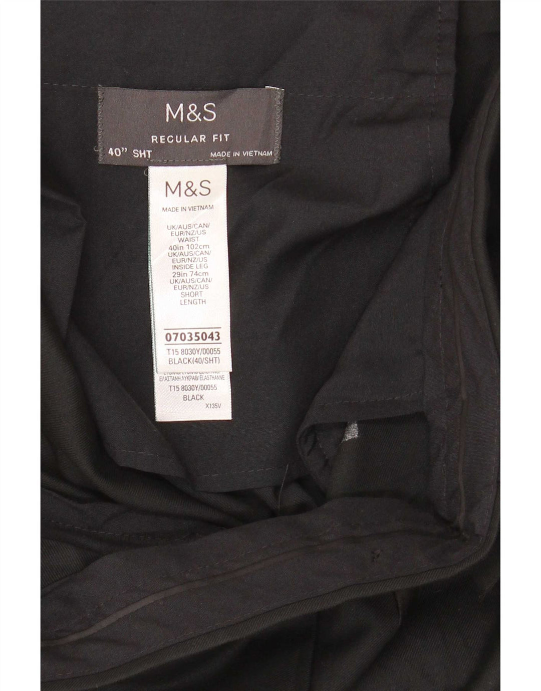 Marks & Spencer Ανδρικό παντελόνι με κανονική εφαρμογή W40 L29 Μαύρο πολυεστέρα