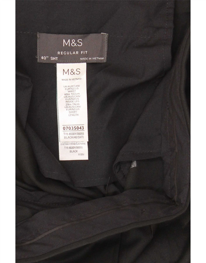 Marks & Spencer Ανδρικό παντελόνι με κανονική εφαρμογή W40 L29 Μαύρο πολυεστέρα