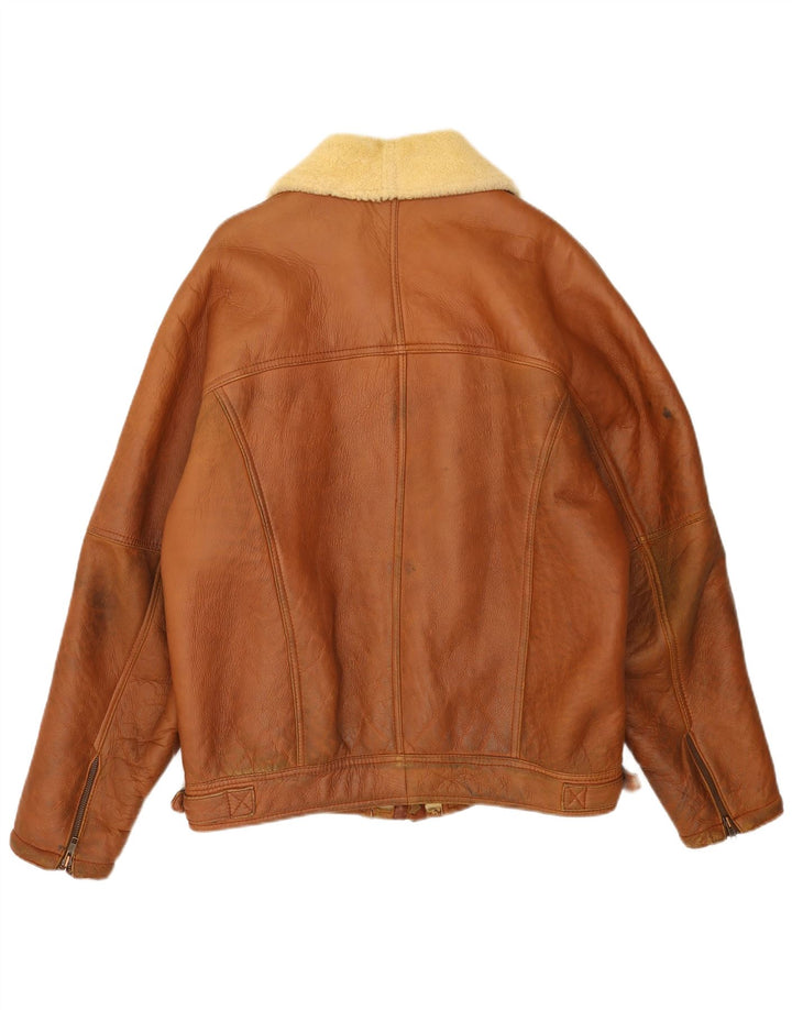 Vintage Ανδρικό Shearling Jacket IT 54 2XL Καφέ Δερμάτινο