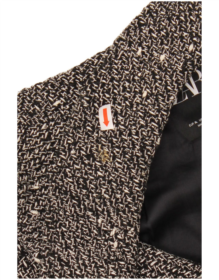 ZARA Γυναικείο σακάκι σακάκι σακάκι μεγάλου μεγέθους Crop UK 18 XL Black Flecked