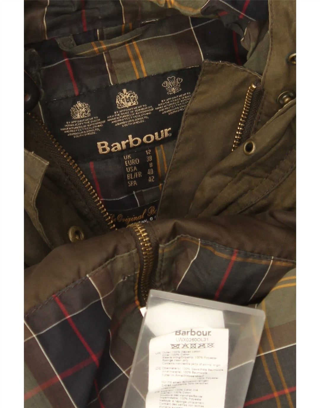 Barbour Γυναικείο Μπουφάν από κερωμένο βαμβάκι με κουκούλα UK 12 Medium Khaki