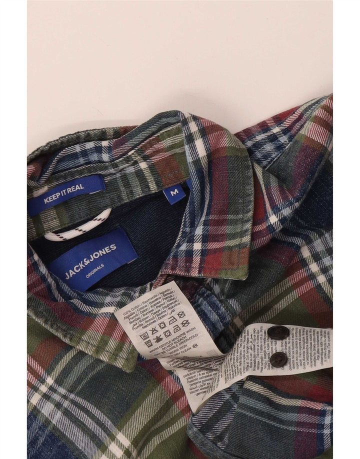 Ανδρικό φανελένιο πουκάμισο Jack & Jones, βαμβακερό μεσαίο πράσινο