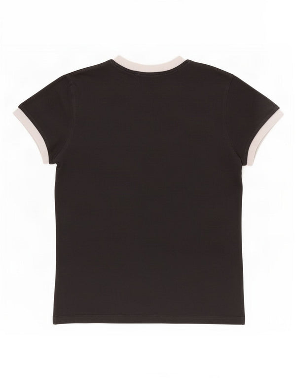 Adidas Γυναικείο T-Shirt Top UK 8 Small Black Colourblock Βαμβακερό