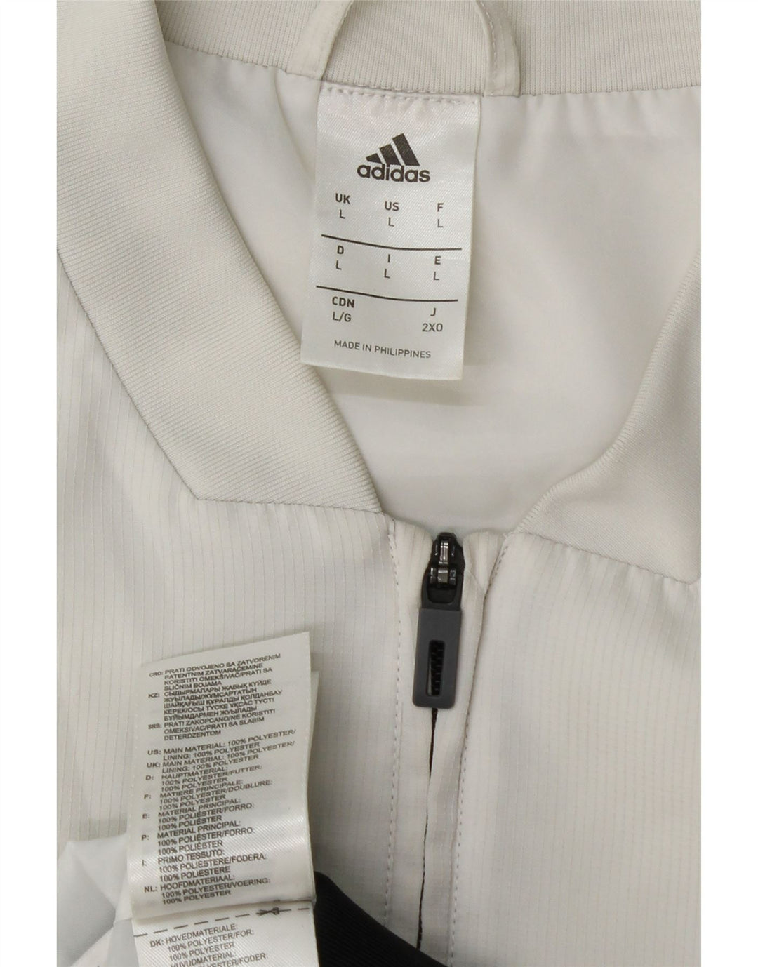 ADIDAS Ανδρική φόρμα φόρμας γραφικών Top Jacket Large White Colourblock Polyester