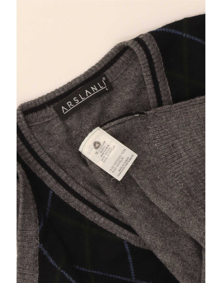 Arslanli Ανδρικό γιλέκο Tank Top Large Navy Blue Argyle/Diamond Wool