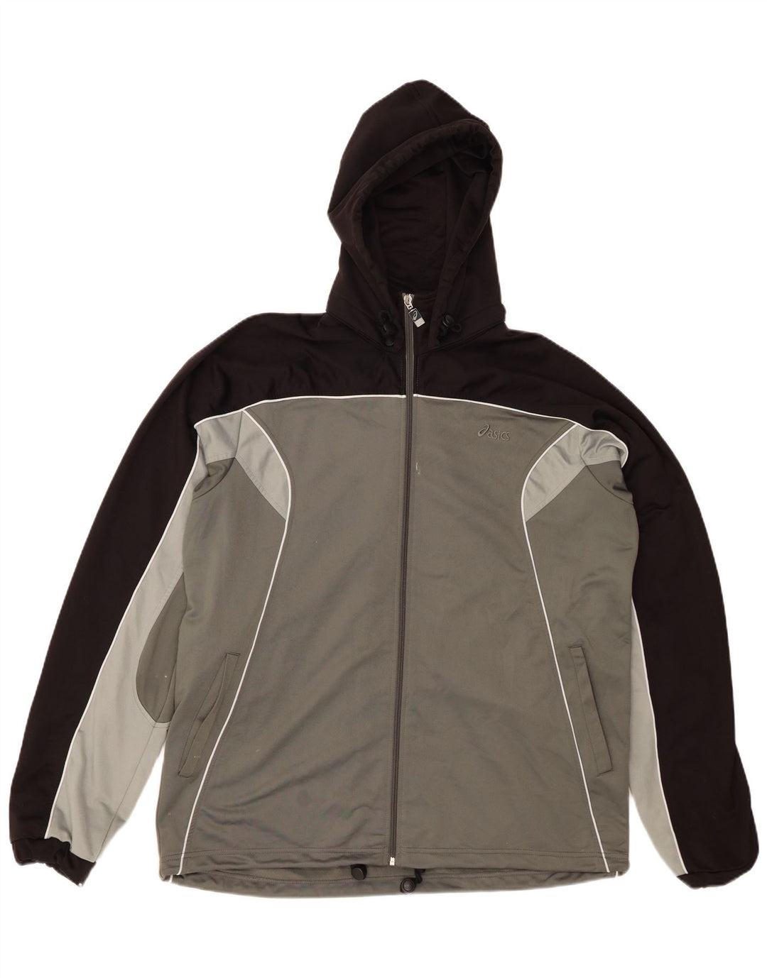 Ανδρικό πουλόβερ με κουκούλα με φερμουάρ ASICS XL γκρι Colourblock