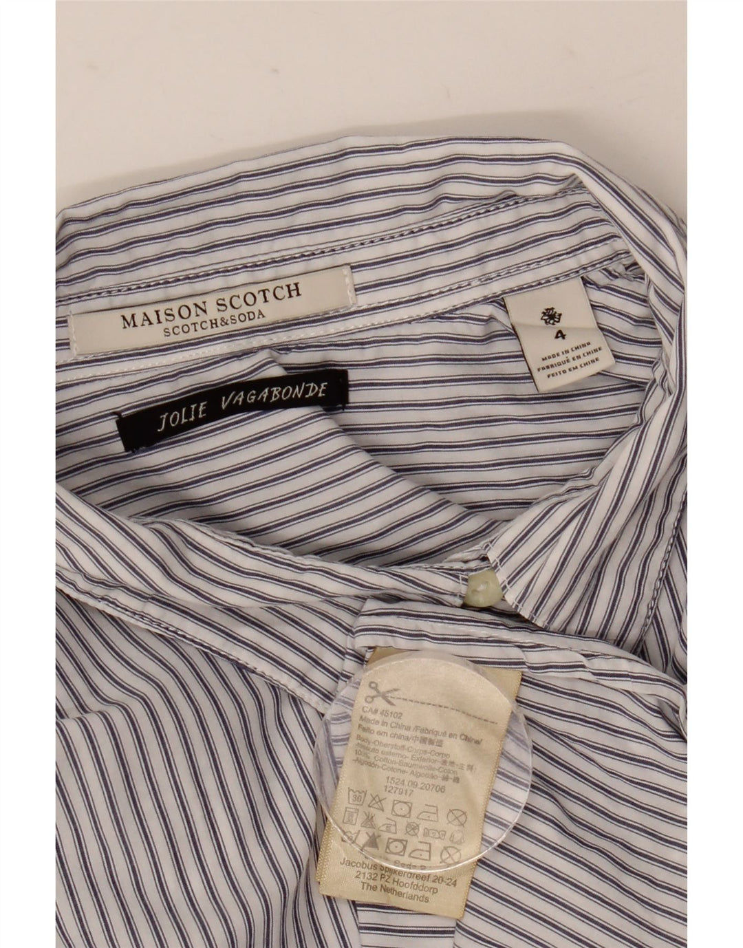 Ανδρικό πουκάμισο Scotch & Soda, μεσαίο λευκό ριγέ βαμβακερό
