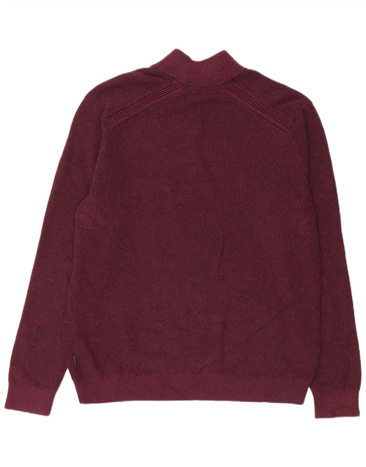 Ανδρικό πουλόβερ με φερμουάρ Ted Baker, μέγεθος 6 2XL, μπορντό πολυεστέρας