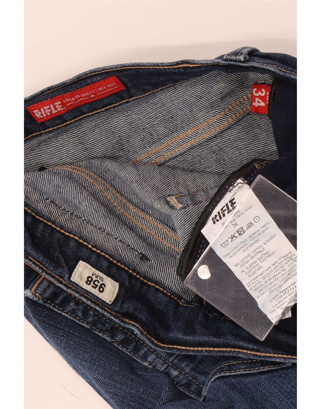 Rifle Ανδρικό Slim Jeans W34 L33 Μπλε Βαμβακερό