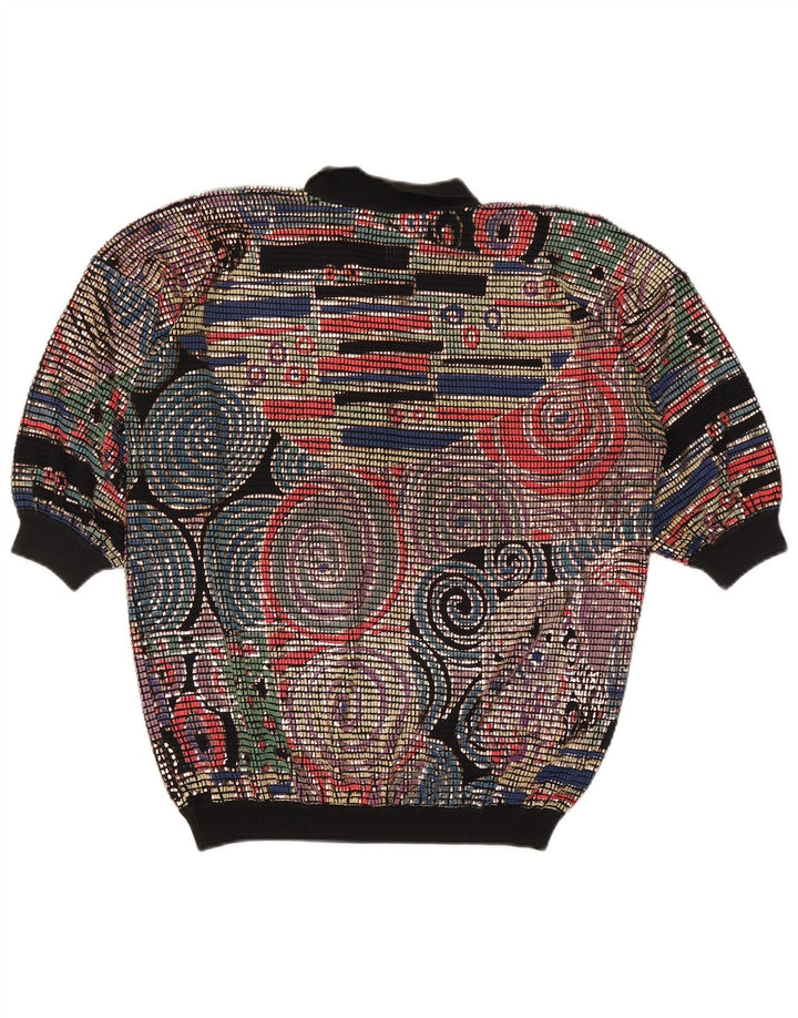 Vintage γυναικείο πουλόβερ με λαιμό πόλο UK 16 Μεγάλο πολύχρωμο οξικό