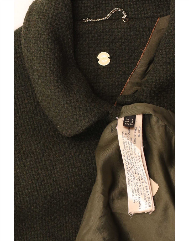 Massimo Dutti Γυναικείο Oversized Πανωφόρι UK 10 Small Khaki Wool