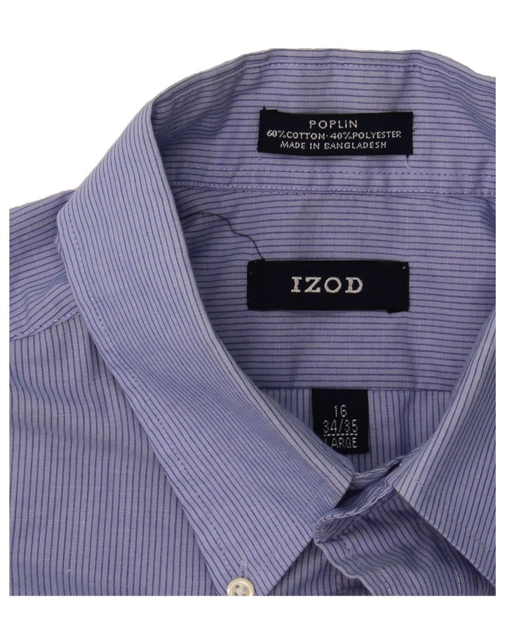 IZOD Mens Shirt Size 16 Large Blue Pinstripe Cotton Vintage Izod and Second-Hand Izod from Messina Hembry 