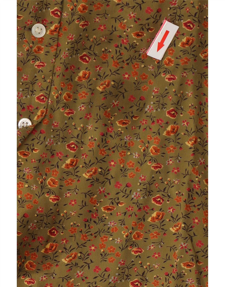 Γυναικείο πουκάμισο μπαλόνι μπλούζα EU 38 Medium Khaki Floral Silk