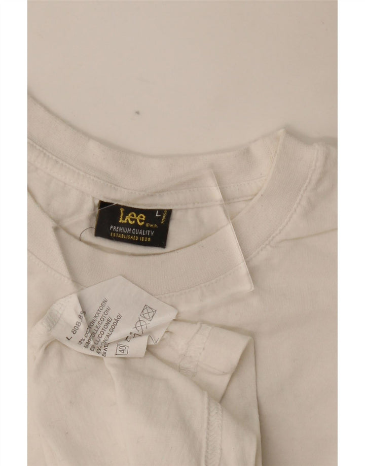 Γυναικείο γραφικό μπλουζάκι LEE Top UK 16 μεγάλο λευκό βαμβακερό