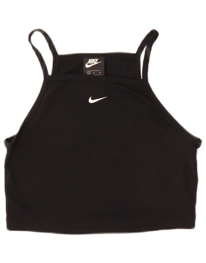 NIKE Girls Crop Cami Top 10-11 Years Medium Black Cotton