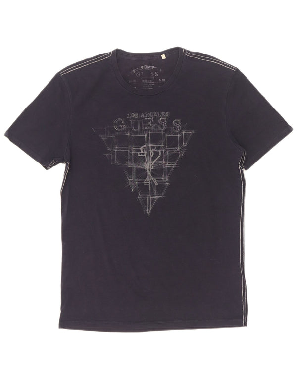 Ανδρικό γραφικό μπλουζάκι Guess Top UK 36 Small Navy Blue από βαμβάκι
