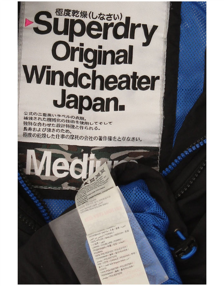 Superdry γυναικείο μπουφάν βροχής Windcheater με κουκούλα UK 14 Medium Black Nylon