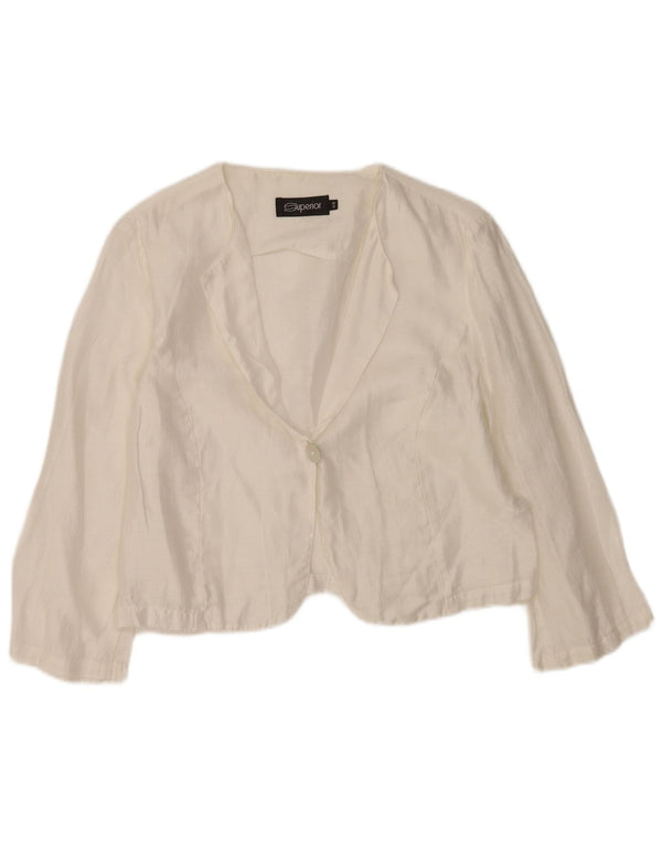 Superior Γυναικείο 3/4 μανίκι Bolero Top IT 46 Large White Flax