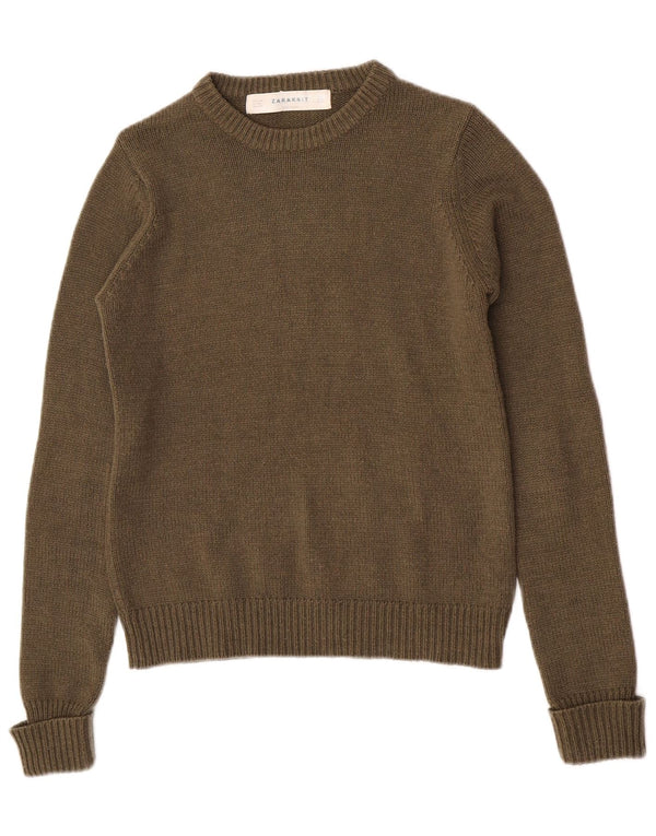 Zara Γυναικείο πουλόβερ με λαιμόκαυστο UK 12 Medium Khaki Acrylic