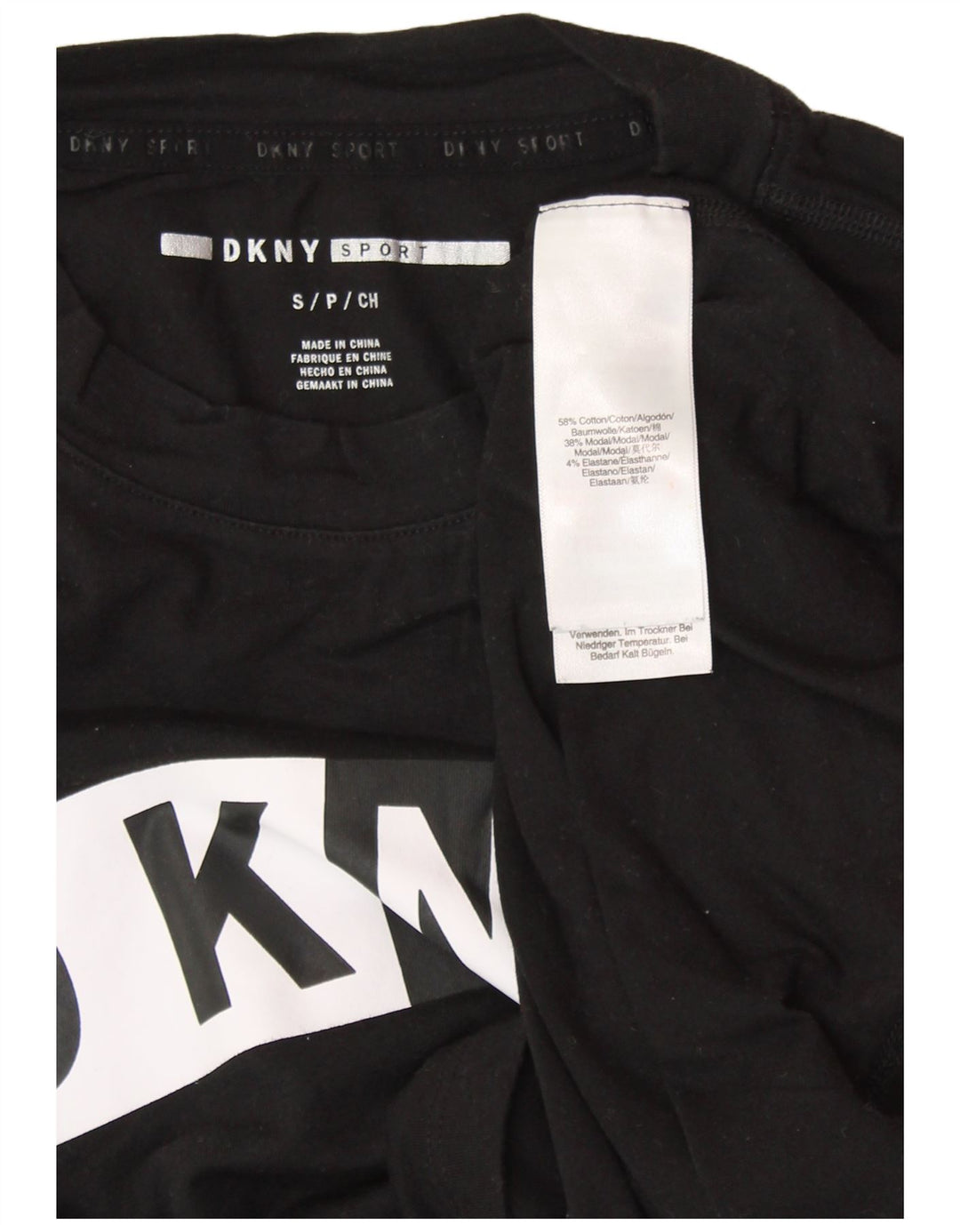 Γυναικείο γραφικό γιλέκο DKNY Top UK 10 Small μαύρο βαμβακερό