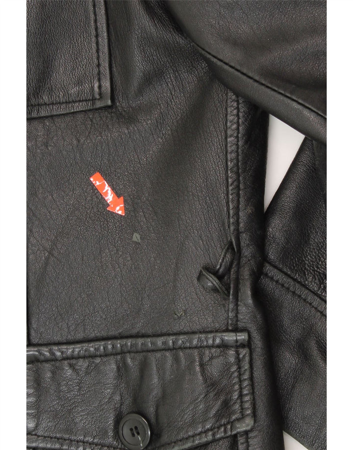 PLEASE Womens Leather Jacket UK 10 Small Black Leather Vintage Please and Second-Hand Please from Messina Hembry 