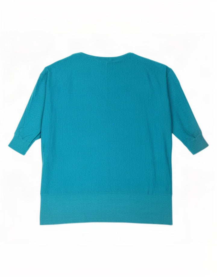 Phase Eight Γυναικεία Μπλούζα με μανίκια 1/2 Oversized Top UK 14 Medium Blue Linen