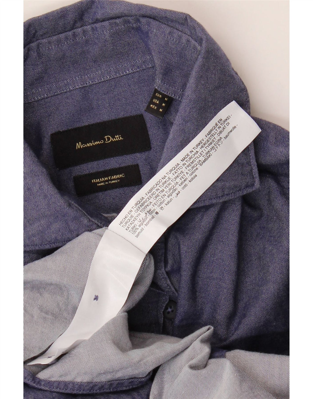 Ανδρικό πουκάμισο Massimo Dutti, μεσαίο ναυτικό, βαμβακερό