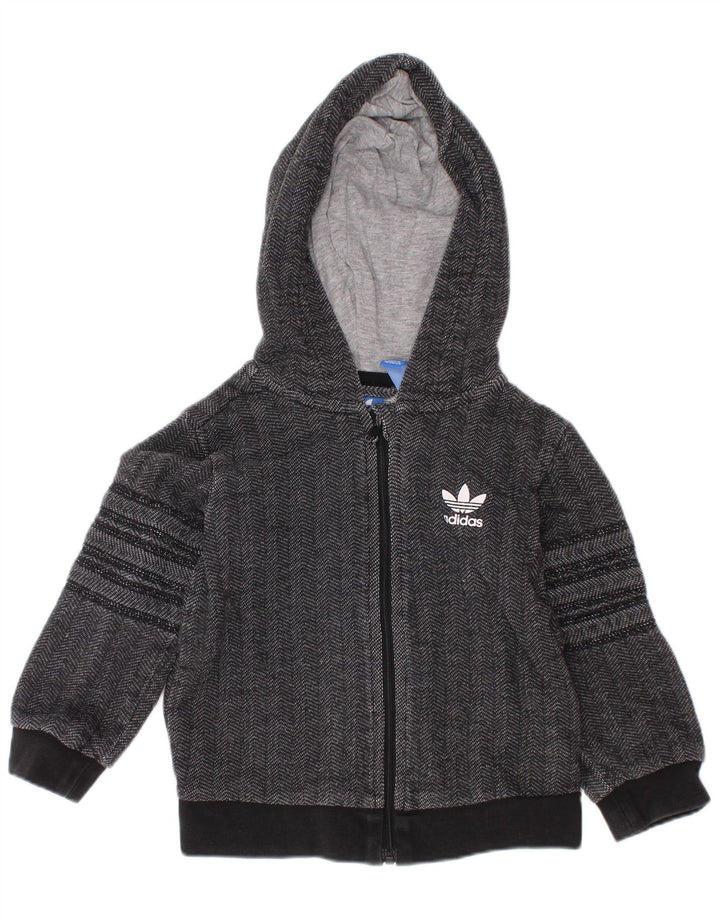 Πουλόβερ ADIDAS Baby Boys Graphic Zip Hoodie 9-12 μηνών Γκρι Chevron