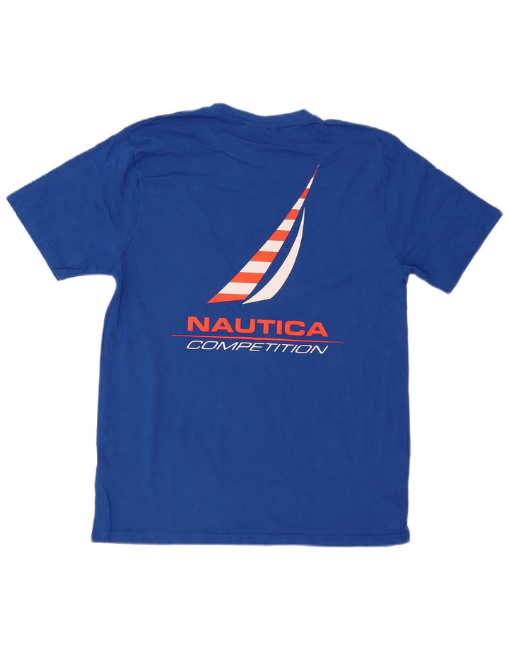 Ανδρικό γραφικό μπλουζάκι Nautica Top από μεσαίο μπλε βαμβακερό