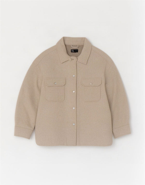 Zara Γυναικείο πουκάμισο Flannel UK 8 XS Beige Polyester
