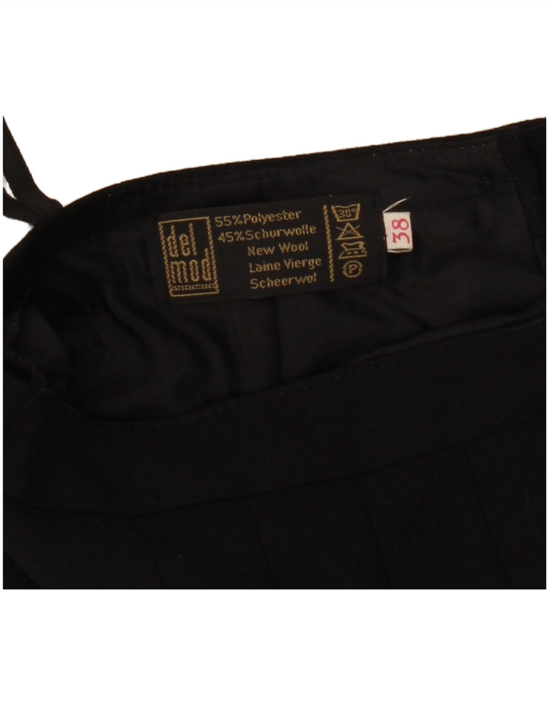 Del Mod Γυναικεία ψηλόμεση πλισέ φούστα EU 38 Medium W27 Μαύρο Πολυεστέρας