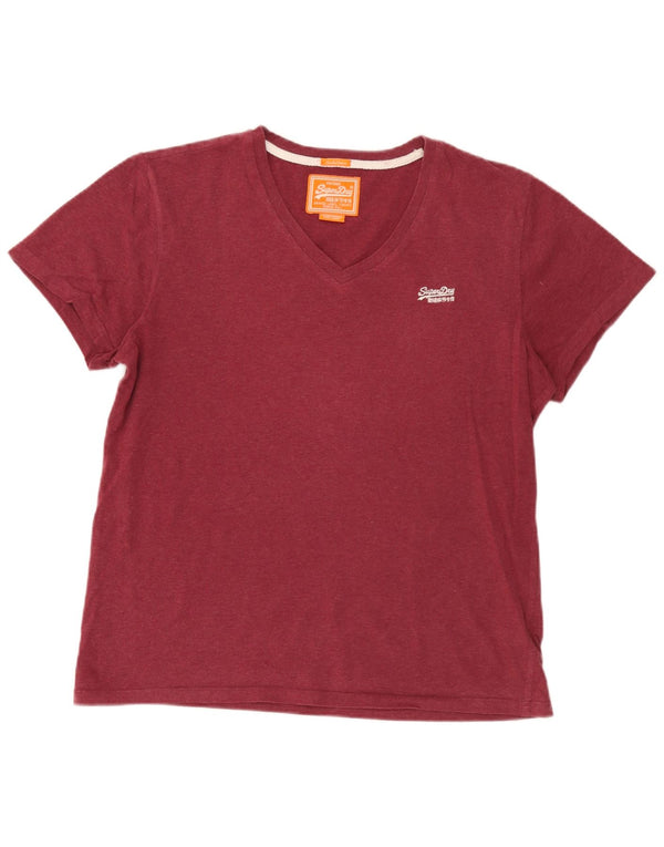 Ανδρικό T-Shirt Superdry Top μεγάλο μπορντό βαμβακερό