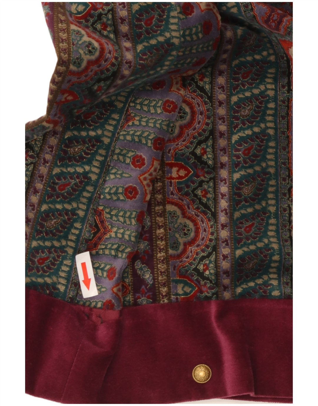 Vintage γυναικεία βελούδινη φούστα IT 42 Medium W26 Burgundy Fair Isle