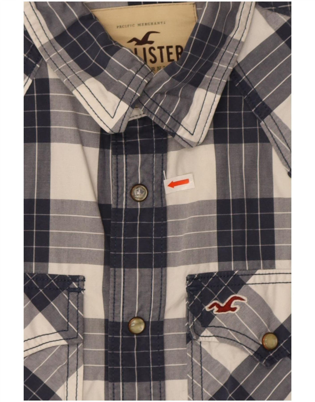 Ανδρικό πουκάμισο Hollister Small Navy Blue Check Cotton