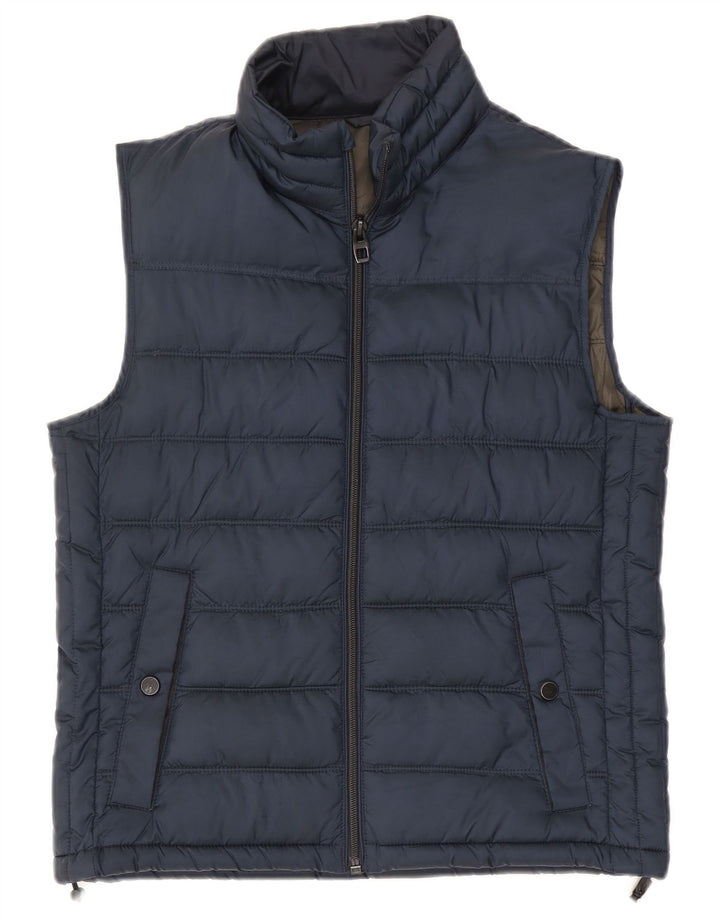 Zara Ανδρικό padded Gilet UK 38 Medium Navy Blue Polyester