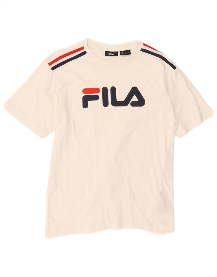 Fila Ανδρικό γραφικό T-Shirt Top Μικρό λευκό βαμβακερό