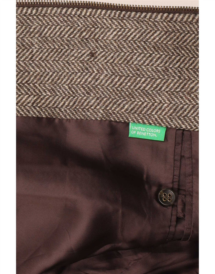 Benetton Mens Blazer Jacket UK 38 Medium Brown Ψαροκόκκαλο