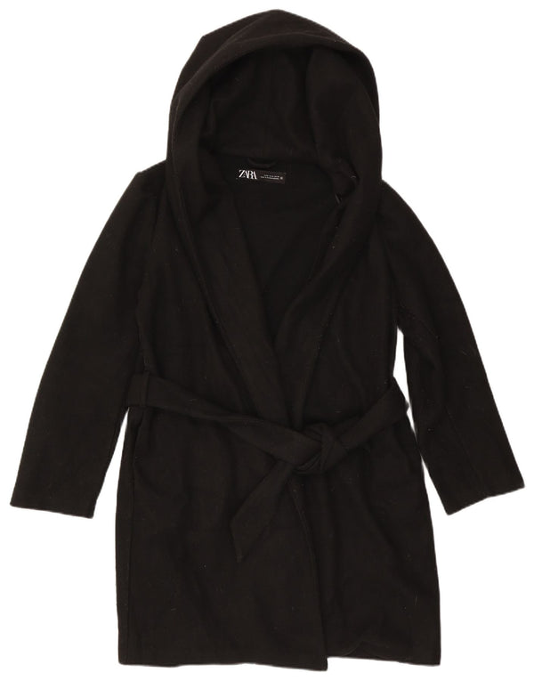 Zara Γυναικείο πανωφόρι με κουκούλα UK 14 Medium Black Polyester
