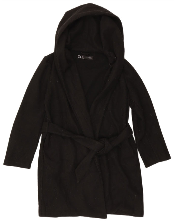 Zara Γυναικείο πανωφόρι με κουκούλα UK 14 Medium Black Polyester