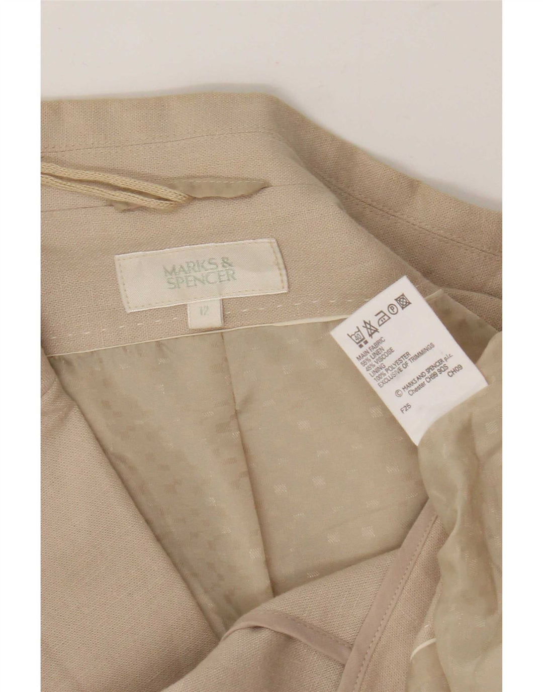 Marks & Spencer Γυναικείο μπλέιζερ με 2 κουμπιά μπουφάν UK 12 μεσαία μπεζ λινό