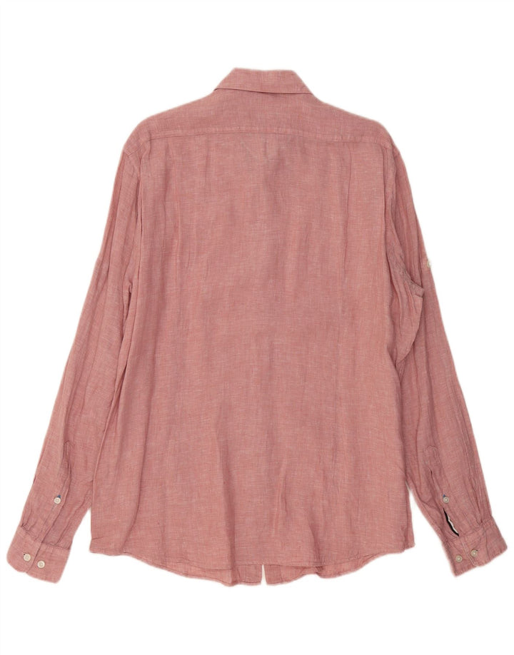 Ανδρικό πουκάμισο HUGO BOSS με κανονική εφαρμογή, λινό μεγάλο ροζ φλιτζάνι