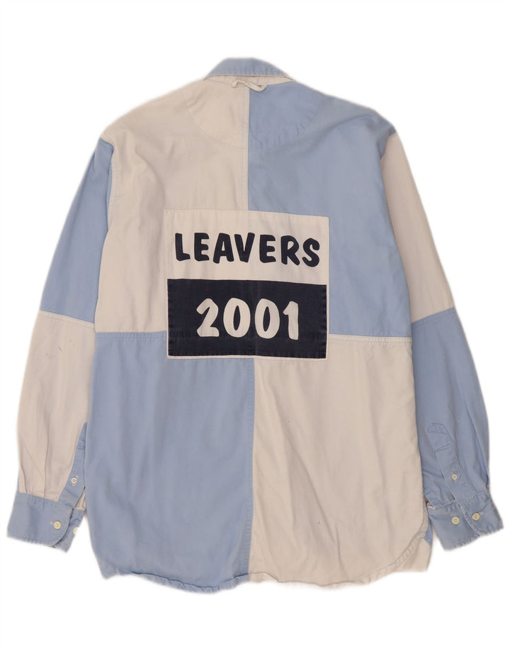 Crew Clothing Ανδρικό γραφικό πουλόβερ πουκάμισο Small Blue Colourblock Βαμβακερό